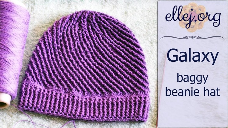 How to Crochet Galaxy baggy beanie hat ○ Free Step by Step Crochet Tutorial