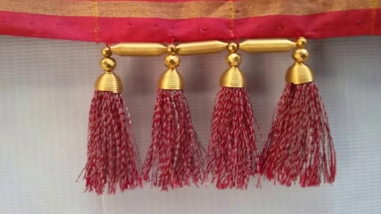 How to make designer saree kuchu.tassels l DIY l saree kuchu with beads l saree kuchu design #23