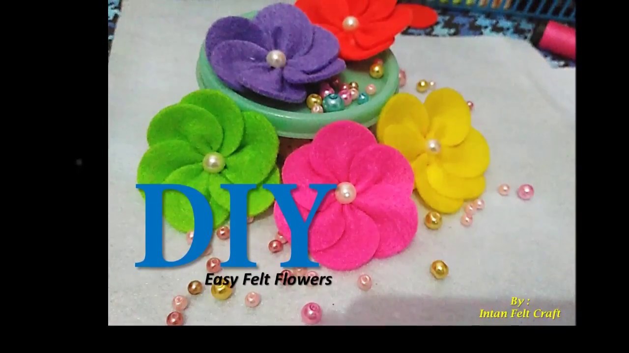 How to make felt flowers.Bunga Flanel.Diy Felt Flower