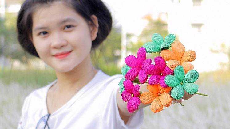 How to make Paper Flower 2017 ( Crepe Paper Flowers ) - DIY Paper Crafts
