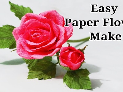 How To Make Rose Paper Flower-Craft Tutorial. সহজে গোলাপ ফুল তৈরি দেখুন।