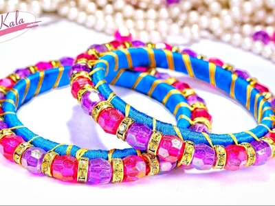 How to make silk thread bangles from waste bangles | thread bangles | DIY | Artkala 160