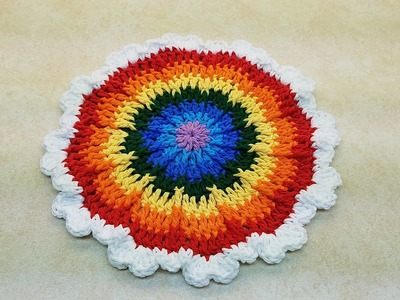 Learn How To #Crochet The Round The Rainbow Hot Pad or Wash Cloth TUTORIAL #382