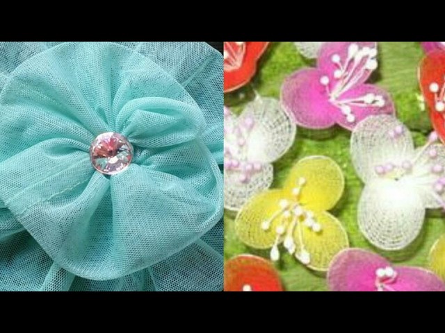 Net flower making DIY| how to make net febric flower