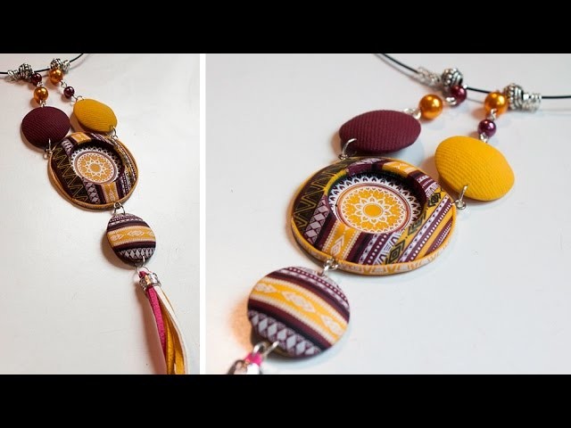POLYMER CLAY & SILKSCREEN - Ethnic. Indian necklace - DIY