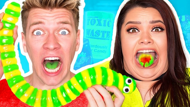 SOUREST DIY GIANT GUMMY WORM IN THE WORLD CHALLENGE! *Warheads Sour Candy* Gummy Food vs. Real Food