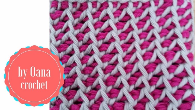 Tunisian crochet stitch pattern in round by Oana
