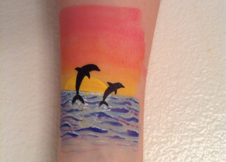 Dolphin and Sunset Body Art Tutorial