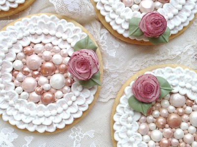 How To Decorate Cookies With Royal Icing Pearls and Brush Embroidery