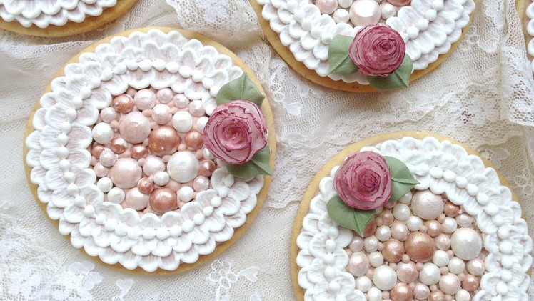 How To Decorate Cookies With Royal Icing Pearls and Brush Embroidery