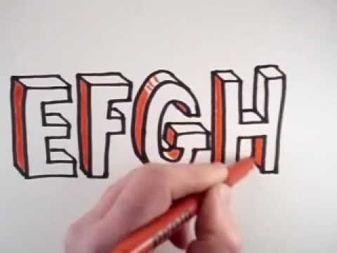 How to Draw 3D Letters: E F G H