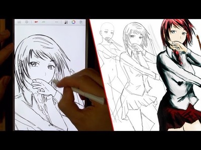 How to draw a girl character using android app (Character Maker & Sketchbook Pro)