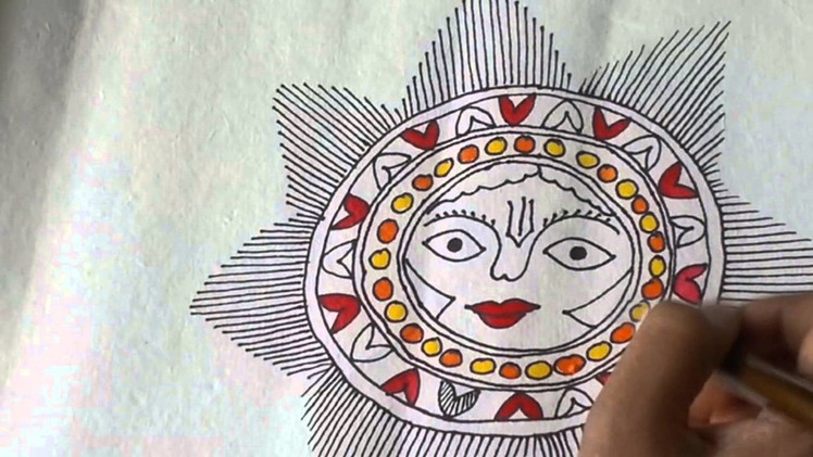 Lesson 12 : (हिन्दी) Draw a sun sketch in Madhubani painting - Part 2