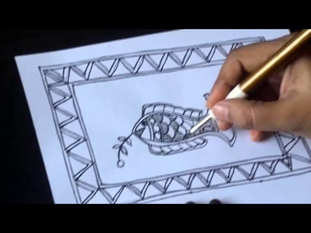 Lesson 5 : (हिन्दी) Create Greeting card with fish design in madhubani paitings - Part 2