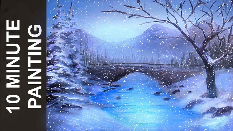 Painting a Winter Wonderland Landscape with Acrylics in 10 Minutes!