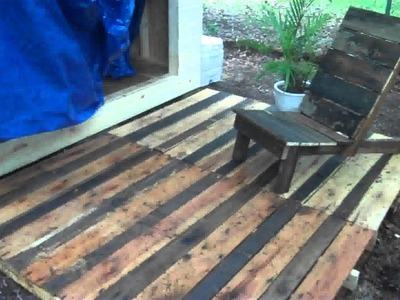 Pallet Wood Project- A Deck and chair, made from free, recycled wood (DIY Decking)