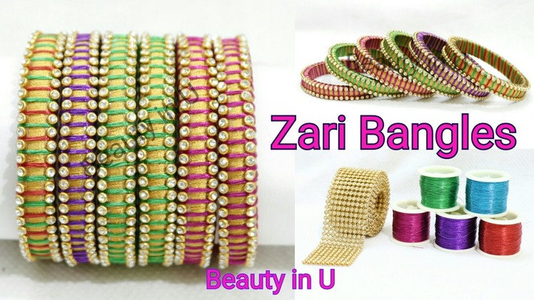 Bridal Zari Bangles | How to make Simple Designer Silk Thread Bangles using Zari Thread at Home