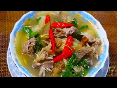 Cambodian Popular Food, How To Make Sweet And Sour Duck Soup With Eggplant, Samlor Machour Prey