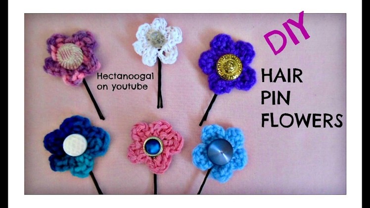 Crochet hair pin flowers, wedding accessories, for headbands, etc.