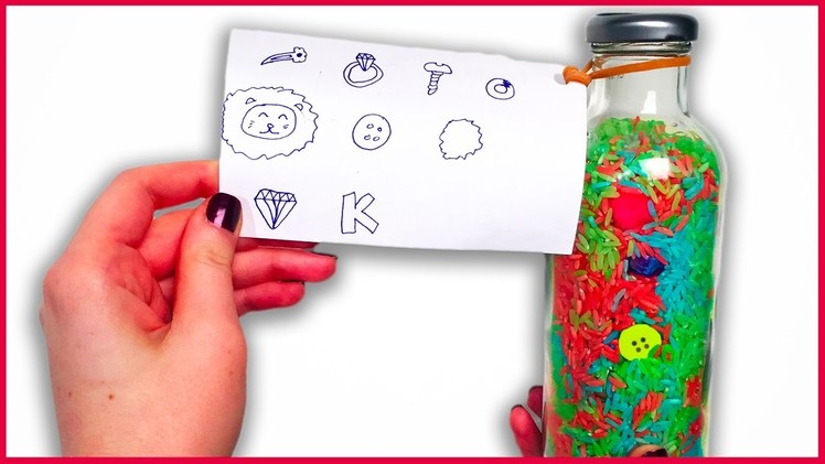 DIY How to Make A Surprise Toy Sensory Rainbow Rice Spy Bottle