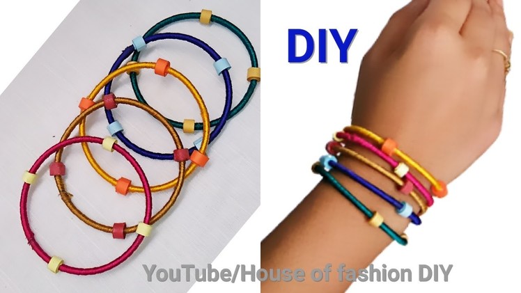 DIY Ideas|How To Make Silk Thread Bangles Using Paper Beads||Multi Colour Silk Thread Bangles