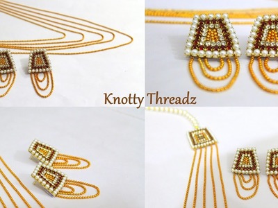 Earrings | How to make Earrings for Chandrahaaram Necklace | Necklace  | Knotty Threadz!!