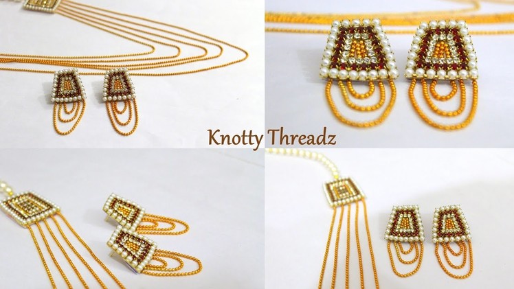 Earrings | How to make Earrings for Chandrahaaram Necklace | Necklace  | Knotty Threadz!!