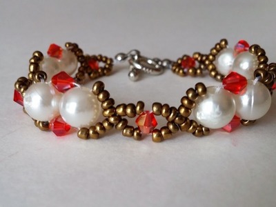 Easy Bracelet Tutorial. How to make an elegant pearl and seed beads bracelet