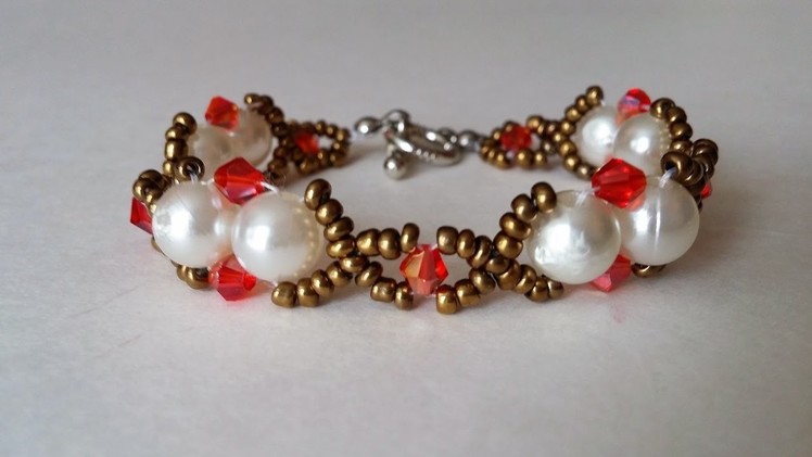 Easy Bracelet Tutorial. How to make an elegant pearl and seed beads bracelet