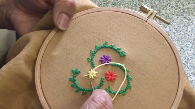Hand Embroidery easy stitch how to make Ribbed spider web stitch