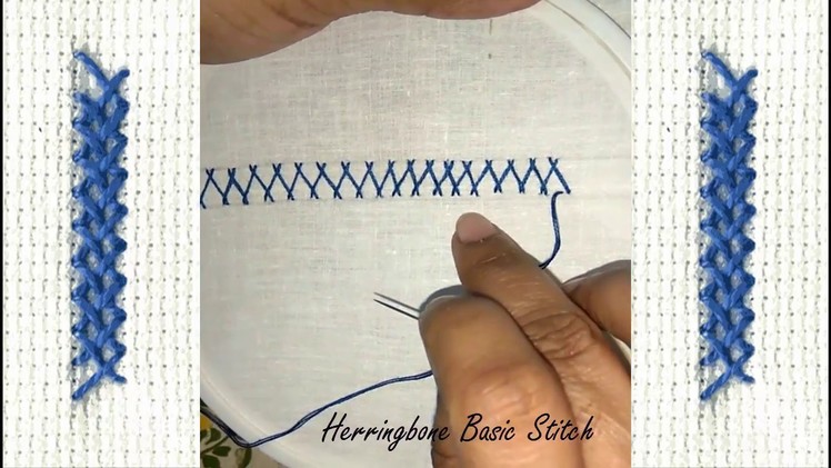 Hand Embroidery | How to Make Herringbone Basic Stitch | In HINDI |Embroidery Designs 2017