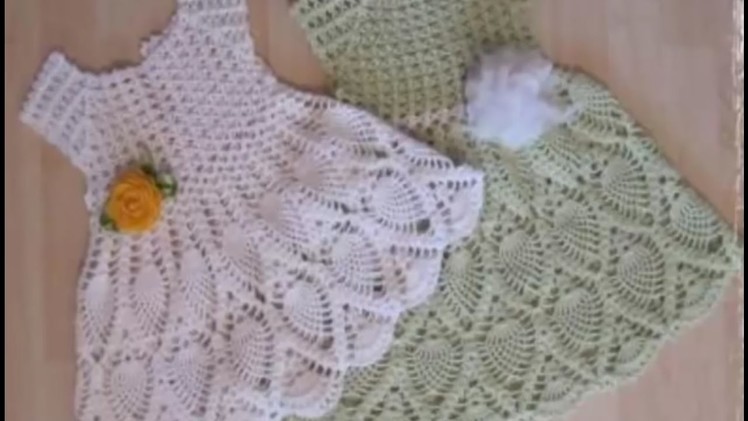 Handmade woolen baby frock - easy knitting design pattern for baby frock