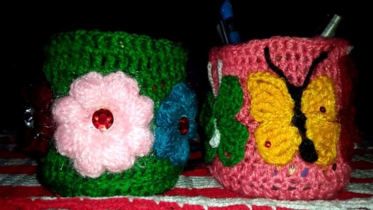 How to Crochet Pen and Pencil Holder? Handmade Woolen Crafts