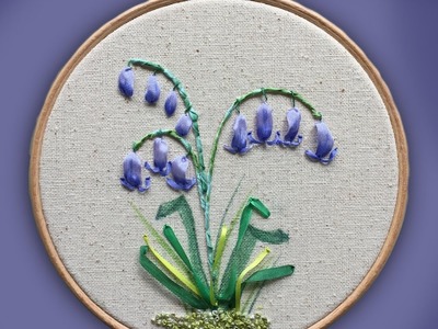 How to embroider a silk ribbon bluebell group