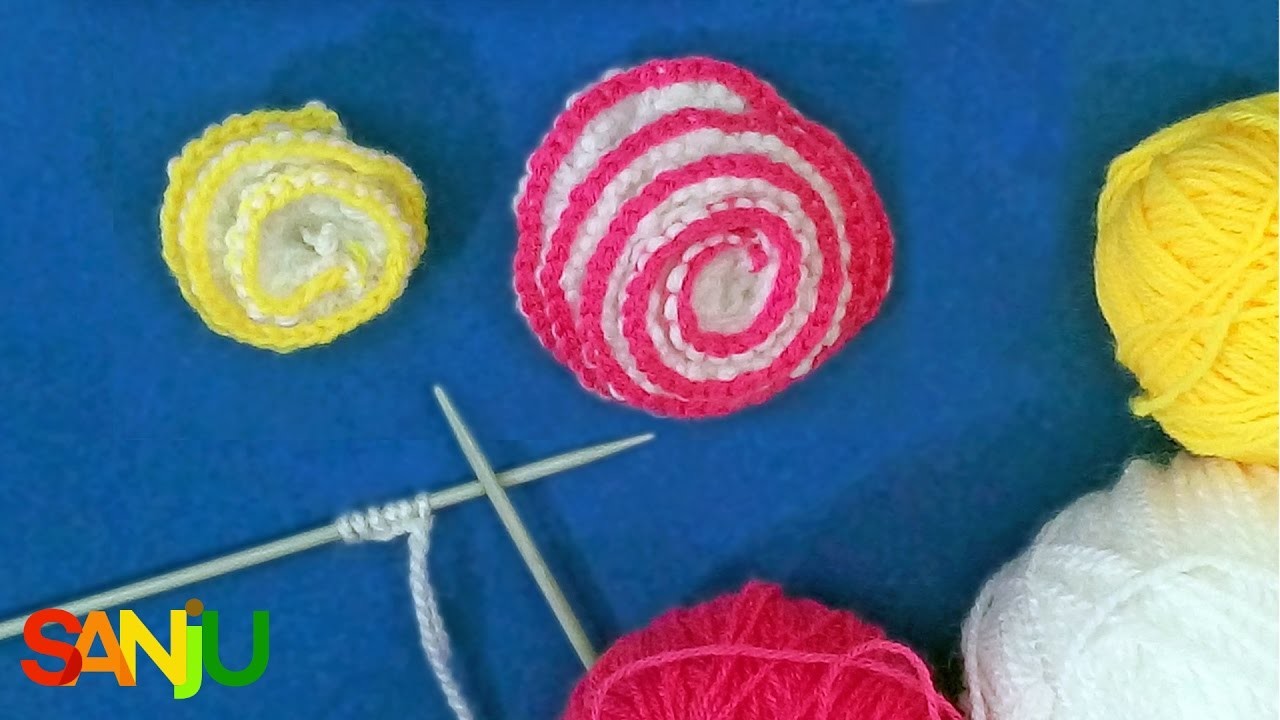 How to knitting flowers by knitting needle