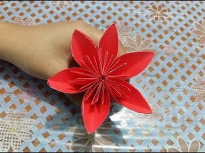How to make 3D origami Flower paper crafts - Tutorial