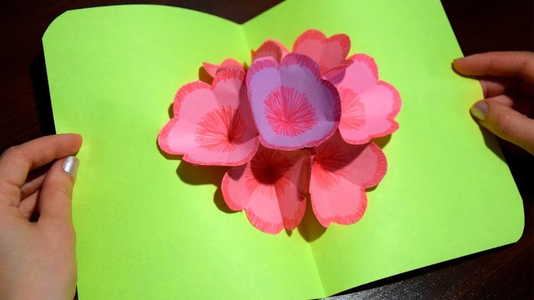 How to make 3D postcard with flowers of paper easy and simple gift