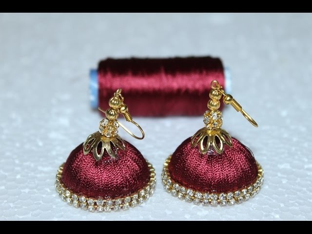How to make a bridal jumka at home.Simple and Beautiful Silk thread earrings