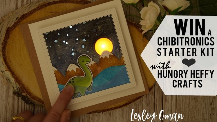 How To Make  A Lawn Fawn Loch Ness Monster Light Up Card - CHIBITRONICS Giveaway!