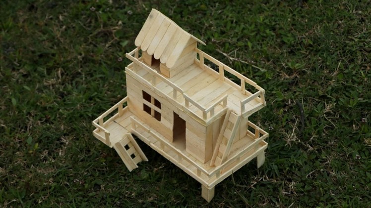 How to Make a Miniature Dollhouse | Wooden Model Popsicle Stick House