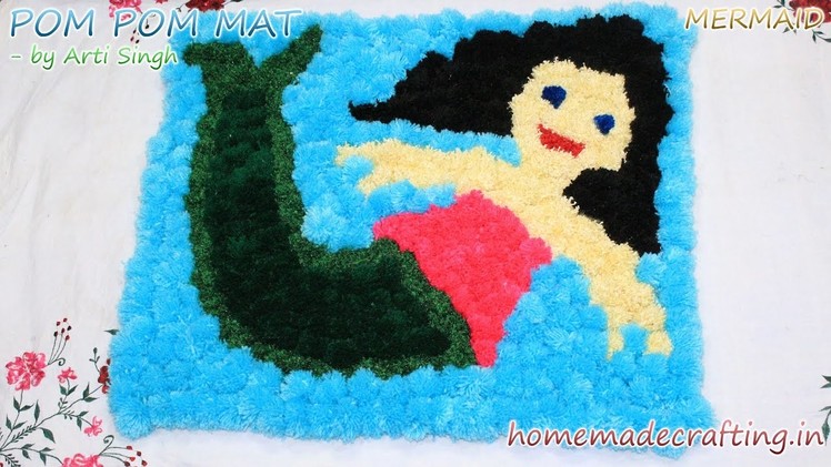 How to Make a Pom Pom Rug. Pom Pom Mat. Mermaid Mat - by Arti Singh