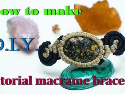 How to make bracelet macrame knot ocean jasper stone