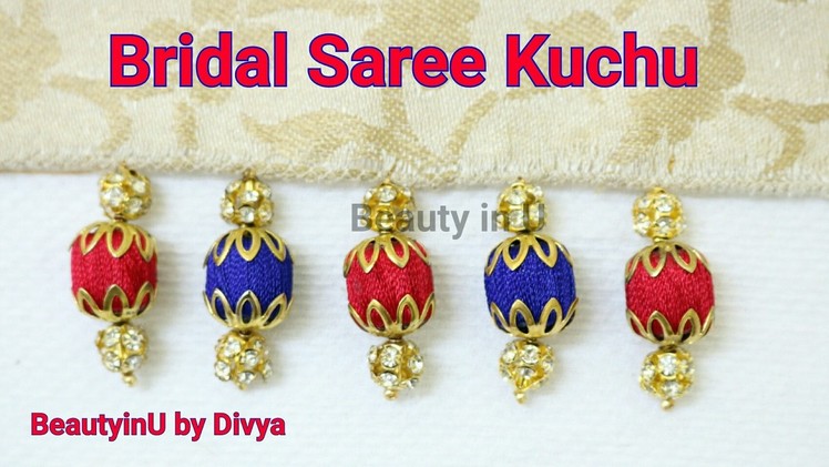 How to make Bridal Saree Kuchu Design using Silk Thread Beads. Beads Saree Kuchu Design