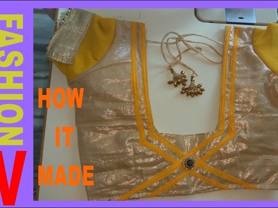 How to make Designer Blouse at Home-43.HOW TO MAKE BACK NECK PIPING