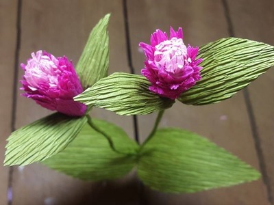 How to Make Globe Amaranth Paper flowers - Flower Making of Crepe Paper - Paper Flower Tutorial