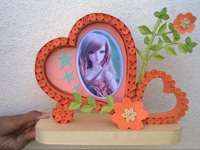 How to make Heart Shaped Photo frame || DIY || Paper Quilling photo frame