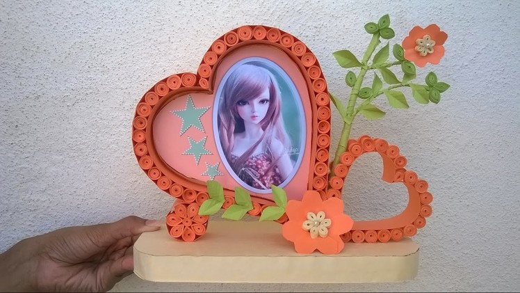 How to make Heart Shaped Photo frame || DIY || Paper Quilling photo frame