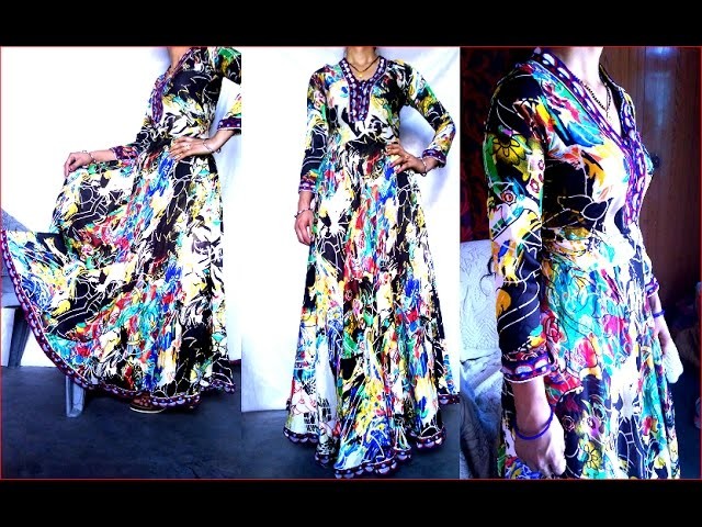 How to make long gown from sari DIY साड़ी से लंबा गाउन कैसे बनाया जाए
