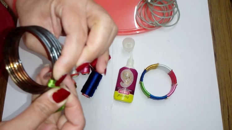 How to make multicoloured silk Thread bangles