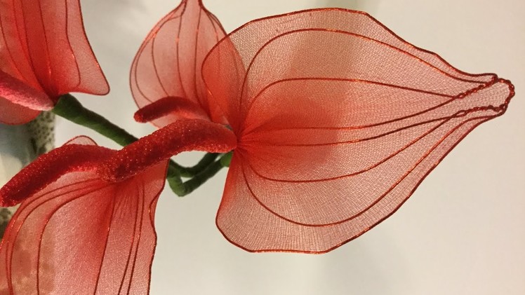 How to make nylon stocking flowers - Anthurium